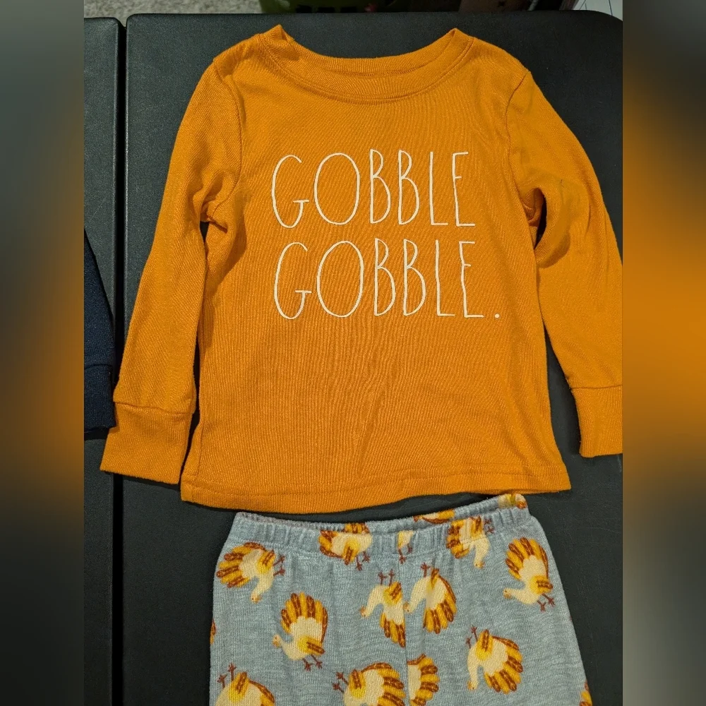 Lot of 2 (TWO) Toddler Boy Thanksgiving Theme Pajama Sets in Size 4T